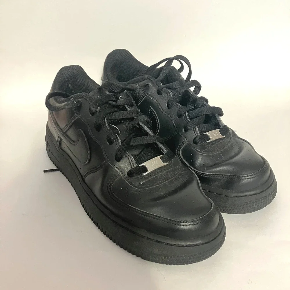 Nike Air Force 1 Low Triple Black Sneakers 314192-009 Youth 6.5Y Womens 8 READ